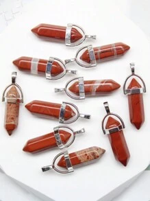10PCS Natural Stone Agates Quartz Crystal Pendants For Necklace Charm Fluorite Hexagonal Pendant DIY Jewelry Making Accessories - Multicolor - View 10