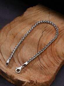 1入組925銀3mm扭繩鏈手鍊，適用於男士日常佩戴父親