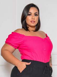 Plus Size Blouses - Hot Pink - View 5