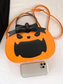 萬聖節南瓜手提包，哥德式深色單肩包，女式恐怖蝙蝠手提包和斜背包，Y2K 大容量新穎萬聖節搗蛋錢包和手提包，南瓜郵差包肩鏈包適合女式女孩兒童