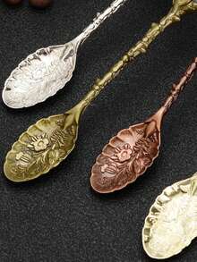 1入自然晶牙齒形狀寶石合金咖啡勺,復古雕刻裝飾甜點冰淇淋勺套裝,適用於咖啡廳餐具、家庭和辦公室聚會用品