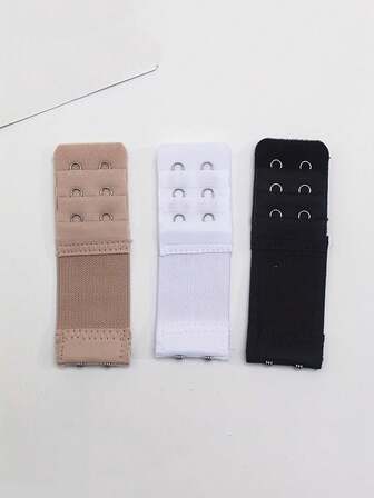 3件装双钩文胸肩带延长器，舒适可调节文胸带，打造无胸罩造型，女士内衣配饰，夏季，校园风