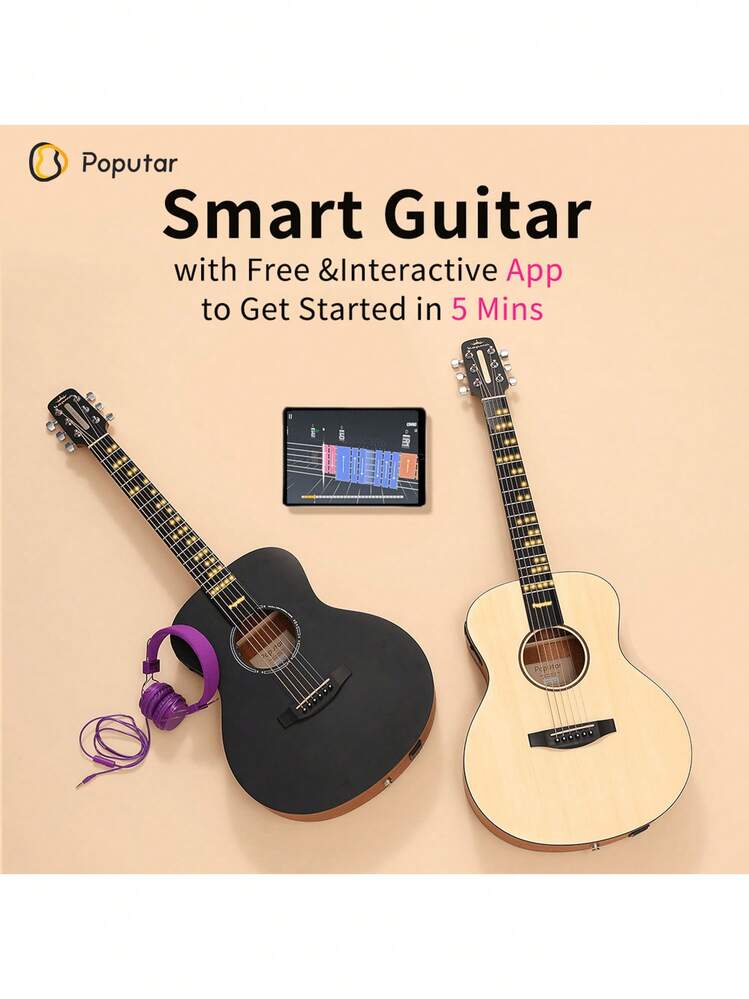 PopuMusic Poputar T1 Acoustic-Electric Smart Guitar with Amp Plug