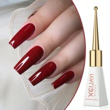 1Pc Red Long-Lasting Red Gel Nail Polish Uv/Led Soak Off Gel Nail Polish For Nail Art Diy Salon Home Holiday Gift For Women Nail Art Manicure Diy Salon Gift - 酒紅色 - 查看 3