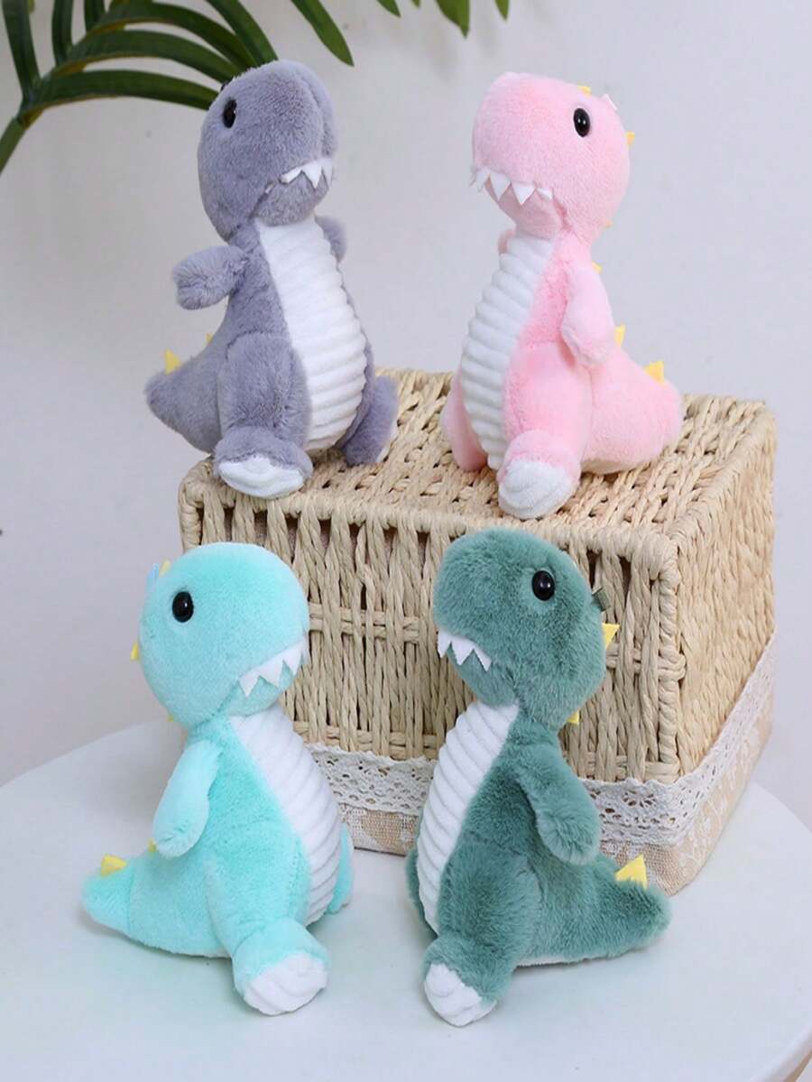 1pc Pink Dinosaur Plush Toy Keychain, Cute Car Keyring, Cartoon Doll For Backpack Decoration, Key Holder For Children, Small Gift - Pink - View 1