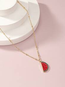 1pc Fashionable And Popular Watermelon Shaped Pendant Necklace For Spring Collection In Europe And America - Multicolor - View 2
