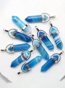 10PCS Natural Stone Agates Quartz Crystal Pendants For Necklace Charm Fluorite Hexagonal Pendant DIY Jewelry Making Accessories - Multicolor - View 5