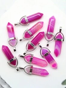 10PCS Natural Stone Agates Quartz Crystal Pendants For Necklace Charm Fluorite Hexagonal Pendant DIY Jewelry Making Accessories - Multicolor - View 3