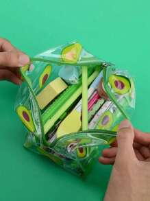 可愛的全印花透明化妝袋/化妝筆收納袋,便攜式拉鍊防水化妝袋,輕便攜帶袋,多功能輕便化妝袋,透明塑料小型旅行化妝品袋/防水旅行洗漱袋,便攜式拉鍊筆袋,旅行配件