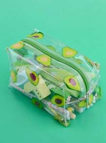 可愛的全印花透明化妝袋/化妝筆收納袋,便攜式拉鍊防水化妝袋,輕便攜帶袋,多功能輕便化妝袋,透明塑料小型旅行化妝品袋/防水旅行洗漱袋,便攜式拉鍊筆袋,旅行配件