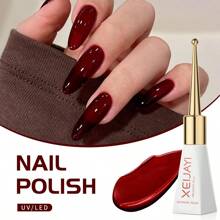 XEIJAYI 1瓶持久红酒色凝胶指甲油，UV/LED可卸甲凝胶指甲油，适用于美甲DIY沙龙居家美甲，节日礼物，女士美甲 - 酒紅色 - 查看 5