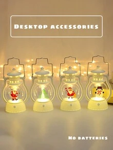 1 件塑膠老人設計便攜式燈籠聖誕裝飾禮物夜燈用於櫥窗展示,不含電池 - 無色 - 查看 3