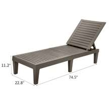 Homnibu 2 Pcs Chaise Outdoor Lounge Chairs: Adjustable Backrest, Waterproof Poolside Chaise Lounge With 330lbs Capacity, Polypropylene, Taupe , Brown - 棕色 - 查看 4