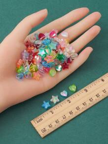 Aproximadamente 100 Piezas De Cuentas De Plástico Acrílico Coloridas En Forma De Corazón Y Estrella Para Hacer Joyas - Multicolor - Ver 3