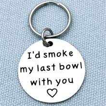 Round-shaped Alphabet Detailed Fashionable Keychain, Perfect Gift For Friends - Silver - View 2