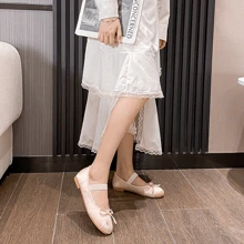 女士鞋子-秋季初遇_amiu蝴蝶結珍芭蕾絲緞粉紅色平底鞋 - 粉色 - 查看 5