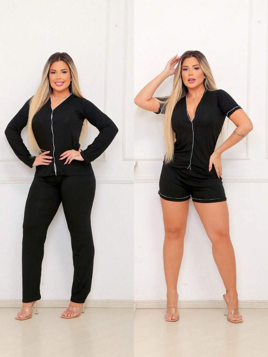 Women Pajama Sets - màu đen - Xem 1