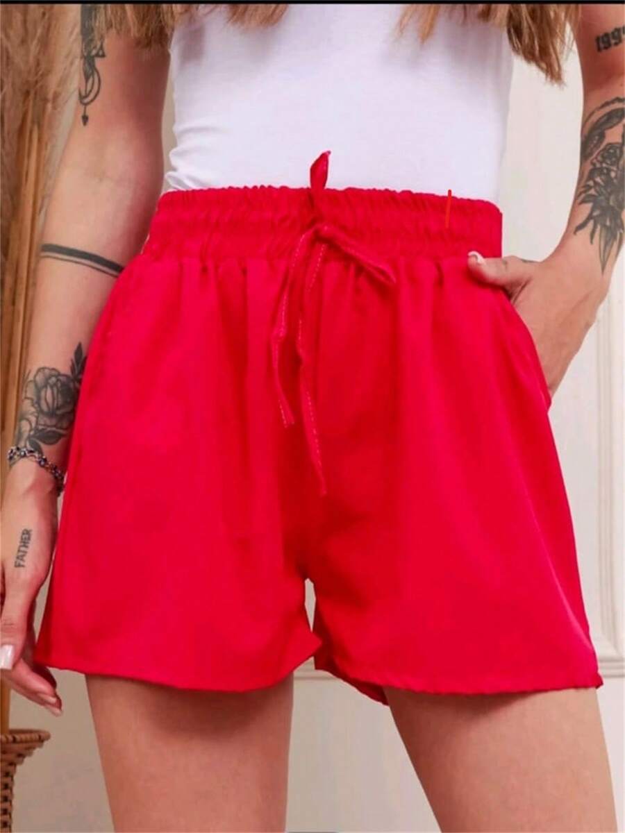Women Shorts - Red - View 1