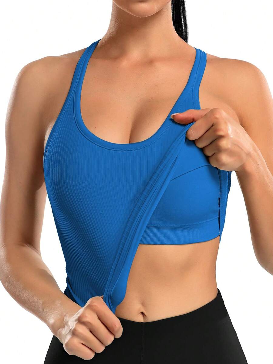 1 Pieza Sujetador Deportivo Acolchado Sin Mangas - azul real - Ver 1