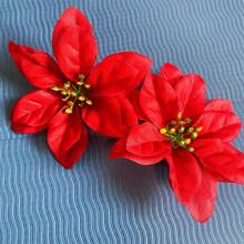 5pcs Simulated Christmas Tree Decoration Flower Gold And Silver Poinsettia Holiday Party Decoration Festive Scene Hanging Rattan Decoration Silver - Silver - View 4