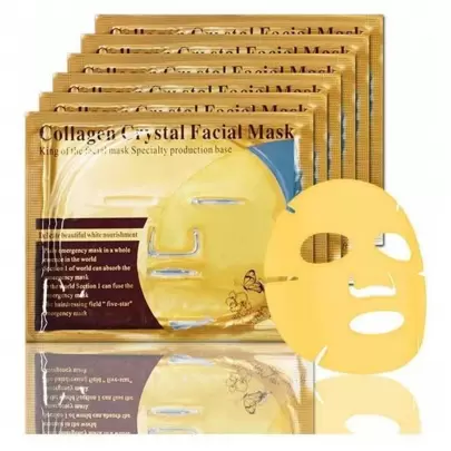 Paquete de 10 Mascarillas Oro Colágeno Dorada Antiedad Antiarrugas Hidratante