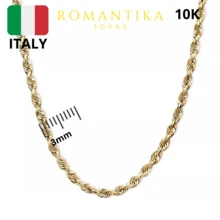 Romantika Joyas Cadena Torzal Oro 10K Kilates Italiano - 3mm 55cm - Ver 3