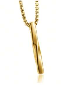 Collar con colgante de metal rectangular de moda y popular para hombres, estilo punk hip pop de acero inoxidable para regalo de joyería y para una apariencia elegante - Plateado - Ver 9