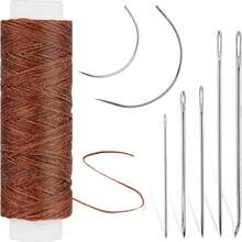 縫紉蠟線和7入手縫針套裝,適用於家居裝飾、地毯、皮革、帆布修補和縫製,適用於帆布、皮革、地毯、帆船、粗麻布等 - 蠟線(黑色 紅色 咖啡色) - 查看 3