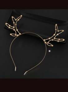1pc Fashionable Full Rhinestone Antler Headband, Christmas Gift For Women Reindeer ,Hair Hoop Hairband For Women Hair Accessories