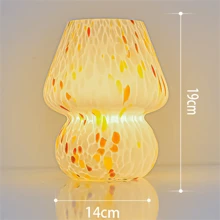 蘑菇灯，玻璃蘑菇床头台灯半透明穆拉诺复古风格条纹小床头台灯漩涡灯适用于家居装饰、餐厅、客厅、卧室、礼物 - 彩色 - 查看 2