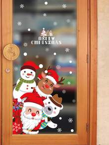 2pcs/pack Christmas Decoration Window Glass Door Sticker Creative Store Showcase Stickers - Multicolor - View 5