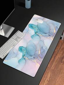 1pc, Stylish Marble Patterned Long Mousepad Computer HD Keyboard Pad For Game And Office Use, Non-Slip Mouse Pad Desk Mats Natural Rubber Anti-Slip Office Mouse Pad Gaming Mouse Pad