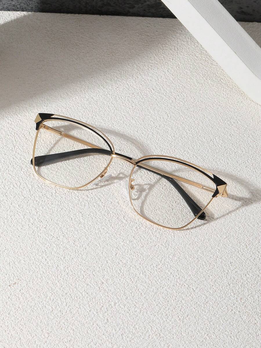 1 件女士时尚眼镜，学院风可爱装饰透明镜片眼镜