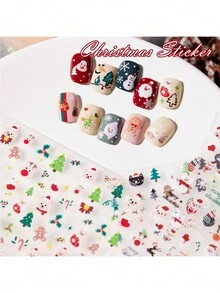annies 1pc Nail Stickers Set For Christmas Party, With 3d Santa Claus, Snowman And Snowflake Pattern - Multicolor - View 5