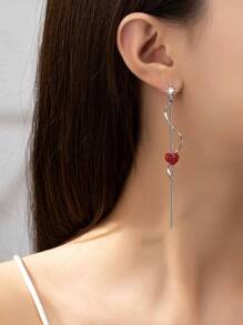 Multi-Style 1pair Women's Gorgeous Heart Shape Spiral & S Shape Earrings With Rhinestones And Rhinestones Valentines,Mom,Mother,Mother's Day,Gift