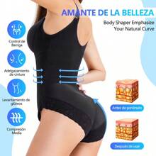 Fajas colombianas moldeadoras para mujer, con control de abdomen, con cremallera y busto abierto - Negro - Ver 4