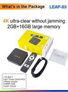 SKYWORTH TV Android TV Hộp , 11.0 , 2GB , 16GB , Android Hộp , Ủng hộ 4K Video , 5G WiFi , USB 3.0 , Ethernet , Thông minh TV Hộp Với đèn nền Và Điều khiển từ xa - màu đen - Xem 2