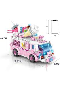 359入組/套積木玩具,帶小顆粒拼裝,2合1冰淇淋食品卡車,diy幼兒教育玩具 - 彩色 - 查看 2