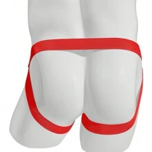 Men's Thong Underwear With Wide Elastic Band And Suspender - Red - View 3