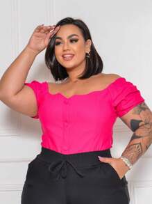 Plus Size Blouses - Hot Pink - View 4
