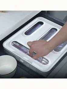 1個大密封收納盒用於袋子、食物、多用途、零痕跡、保鮮、收納盒 - 透灰白蓋 - 查看 5