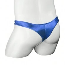 男士仿皮大雞雞g字褲 - 藍色 - 查看 3