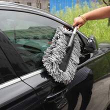 2Pcs Extendable Fiber Wax Mop Car Waxing Brush Cleaning Tool Without Damaging Paint Dusting Fiber Duster - Grey - View 1