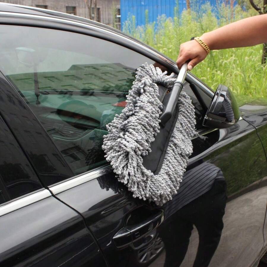 2Pcs Extendable Fiber Wax Mop Car Waxing Brush Cleaning Tool Without Damaging Paint Dusting Fiber Duster - Grey - View 1