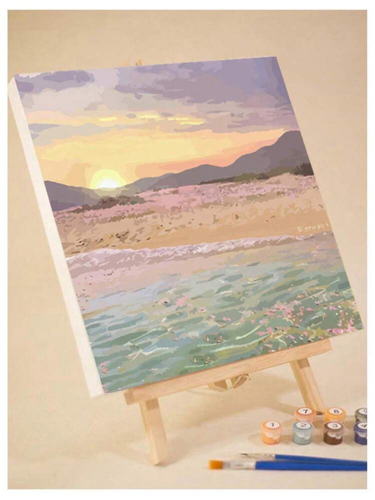 1個 DIY デジタル 油絵 セット 含む 色 パレット と 景色 ペイン