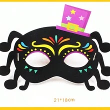蜘蛛風格DIY派對口罩適合萬聖節球,卡通有圖案的紙口罩適用於孩子們服飾彩妝派對,幼兒園手工製作工藝 - 蜘蛛款 - 查看 2