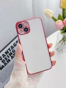 Carcasa suave de TPU transparente de un unicolor, electrochapada, con recortes precisos, compatible con iPhone - Rojo - Ver 2