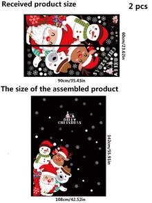 2pcs/pack Christmas Decoration Window Glass Door Sticker Creative Store Showcase Stickers - Multicolor - View 2