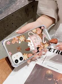1pc Simple Cartoon Style Latte, Gingerbread, Biscuit, And Candy Pattern Acrylic Plating Mirror Phone Case Compatible With Iphone, Warm Autumn Atmosphere - Multicolor - View 4