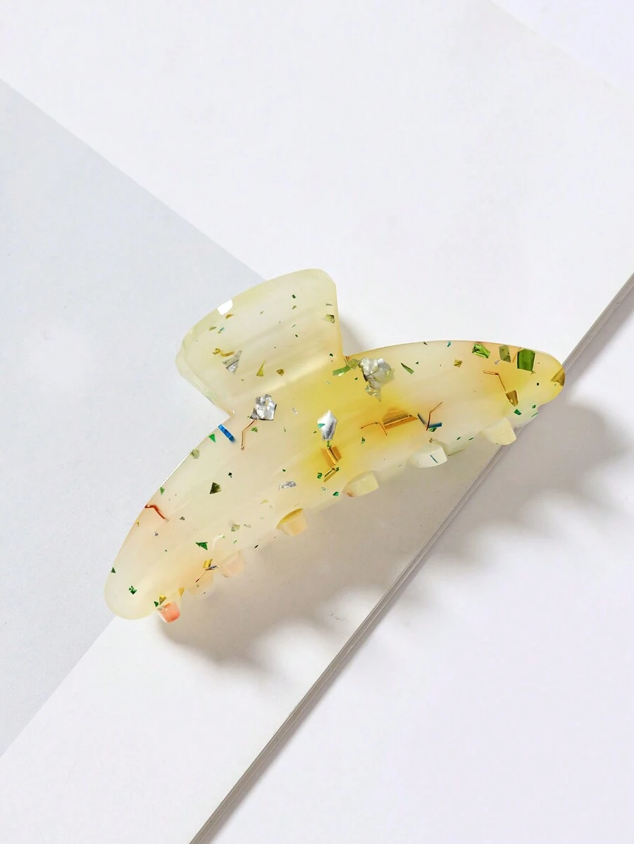 1pc Ladies' Slim & Sparkly Candy Colored Hair Clip - Beige - View 1